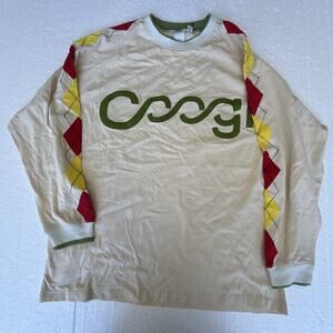 Men's Coogi Long Sleeve Logo Beige Tan Geometric Solid T-Shirt Size 2XL